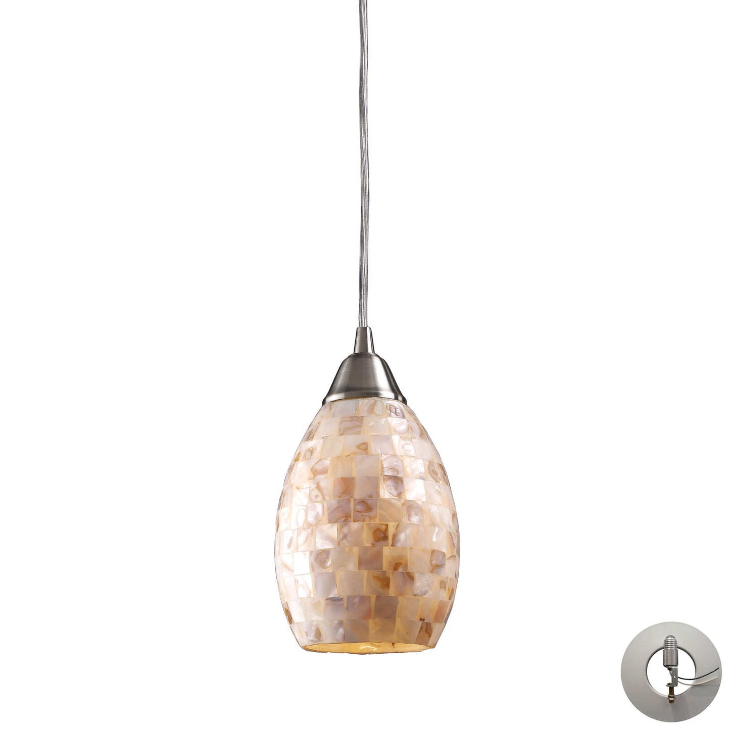 Capri 5'' Wide 1-Light Pendant - Satin Nickel - Includes Adapter Kit