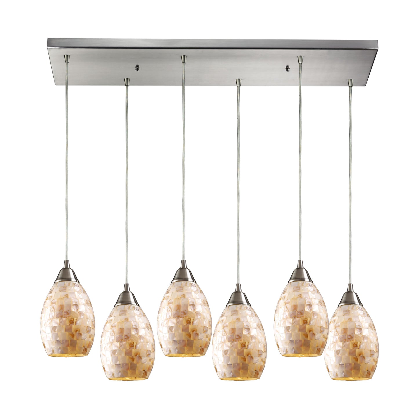 Capri 30'' Wide 6-Light Rectangular Pendant - Satin Nickel