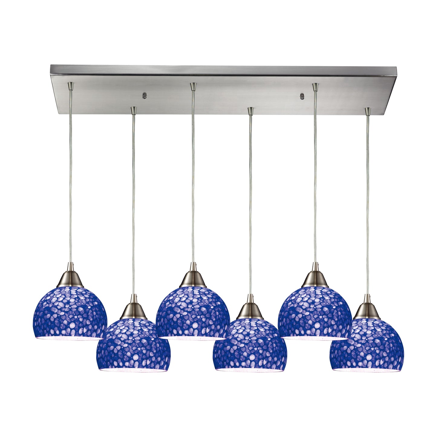 Cira 30'' Wide 6-Light Rectangular Pendant - Satin Nickel