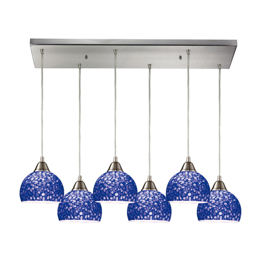 Cira 30'' Wide 6-Light Rectangular Pendant - Satin Nickel