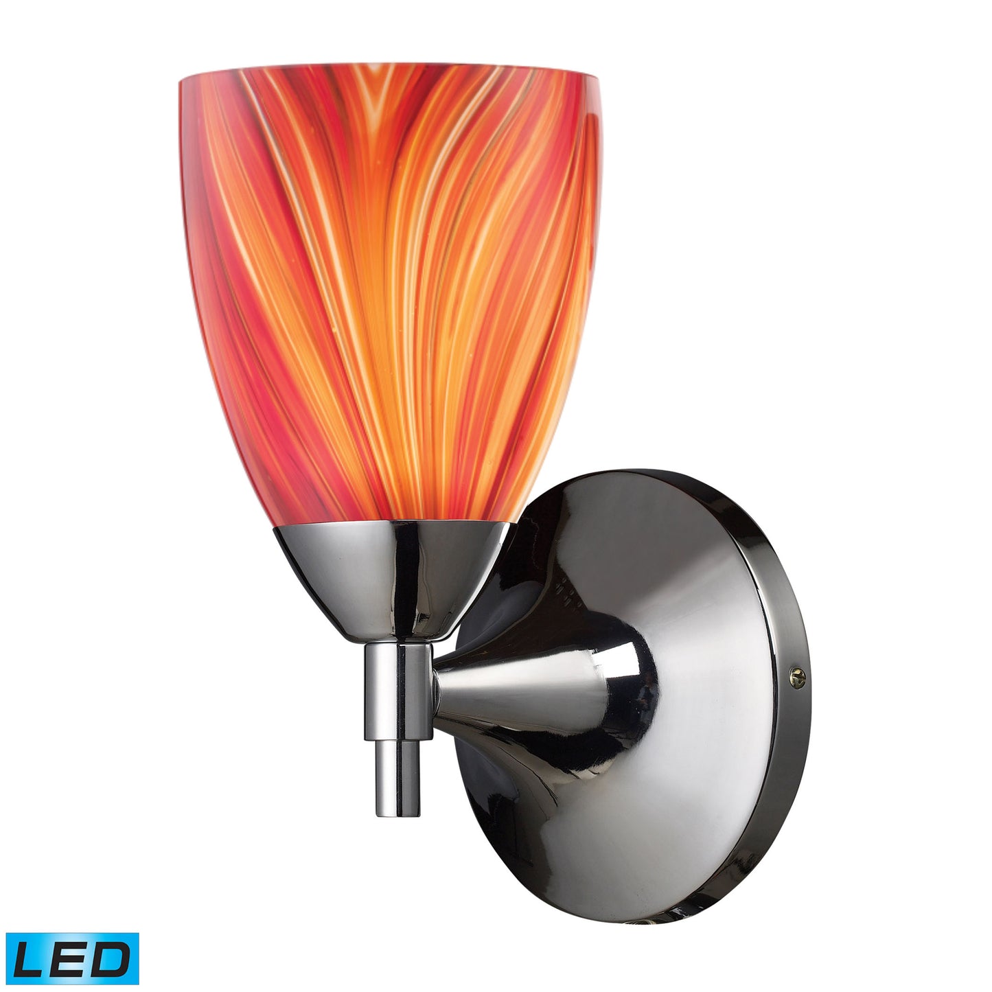 Celina 9'' High 1-Light Wall Lamp - Polished Chrome with Multi-colored Glass - Includes LED Bulb