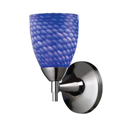 Celina 9'' High 1-Light Wall Lamp - Polished Chrome with Sapphire Glass