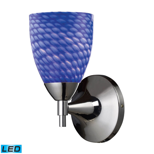 Celina 9'' High 1-Light Wall Lamp - Polished Chrome with Sapphire Glass - Includes LED Bulb