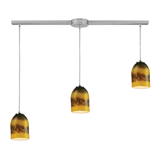 Cosmos 36'' Wide 3-Light Pendant - Solar Flare in Satin Nickel