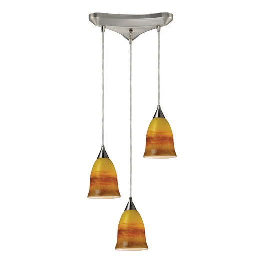 Horizon 5'' Wide 3-Light Pendant - Earth in Satin Nickel