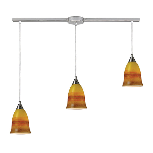 Horizon 5'' Wide 3-Light Pendant - Fire in Satin Nickel