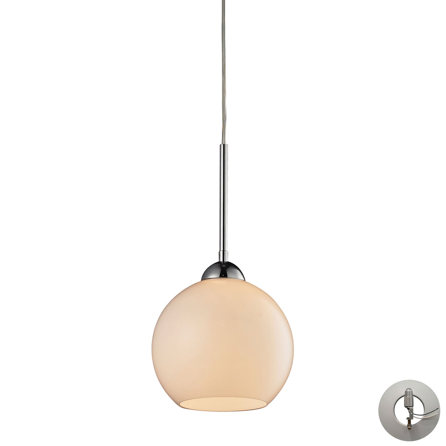 Cassandra 8'' Wide 1-Light Pendant - Polished Chrome - Includes Adapter Kit
