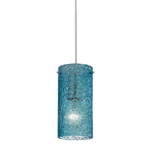 Ice Fragments 5'' Wide 1-Light Pendant - Satin Nickel and Midnight Blue Glass