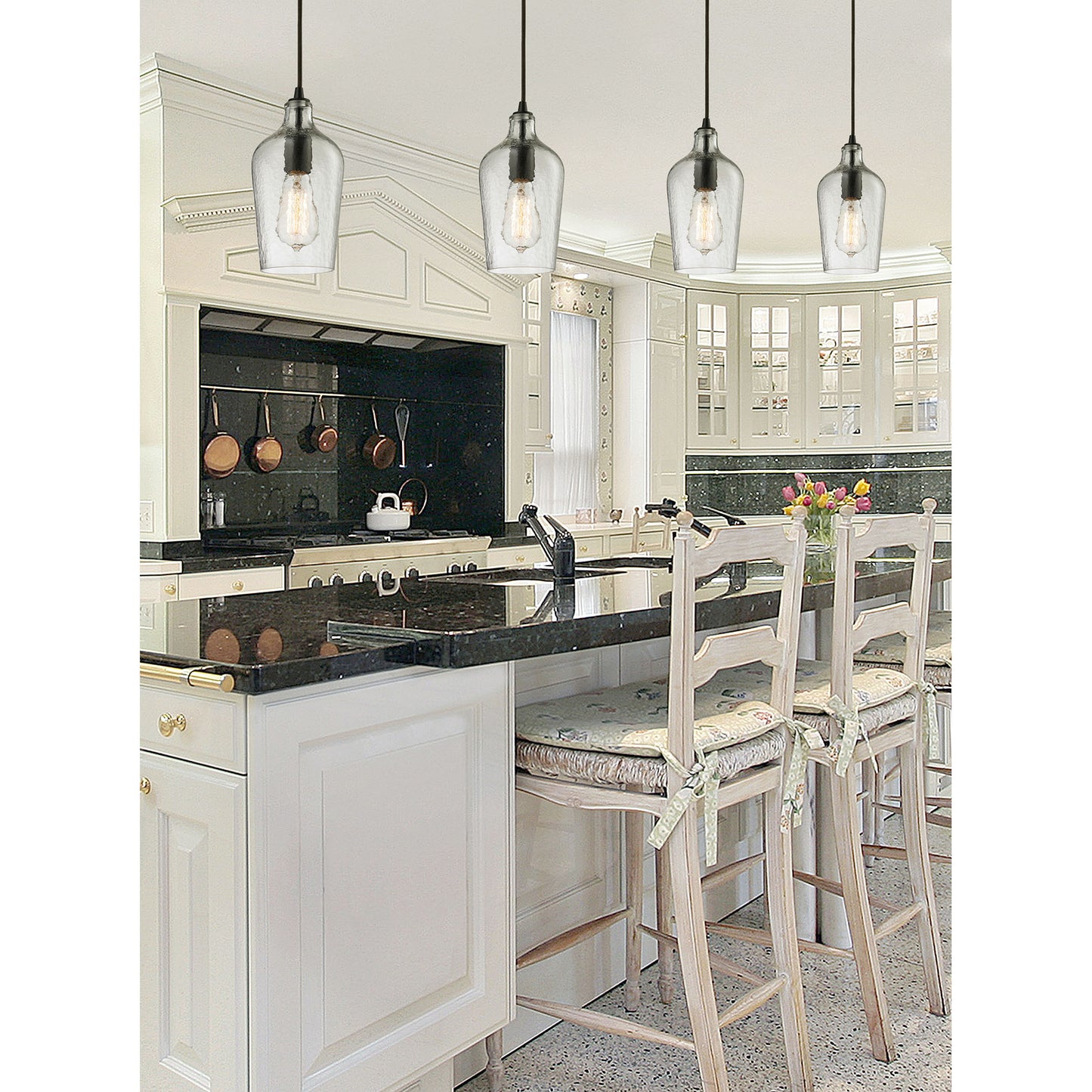 Hammered Glass 5'' Wide 1-Light Pendant - Oil Rubbed Bronze with Clear