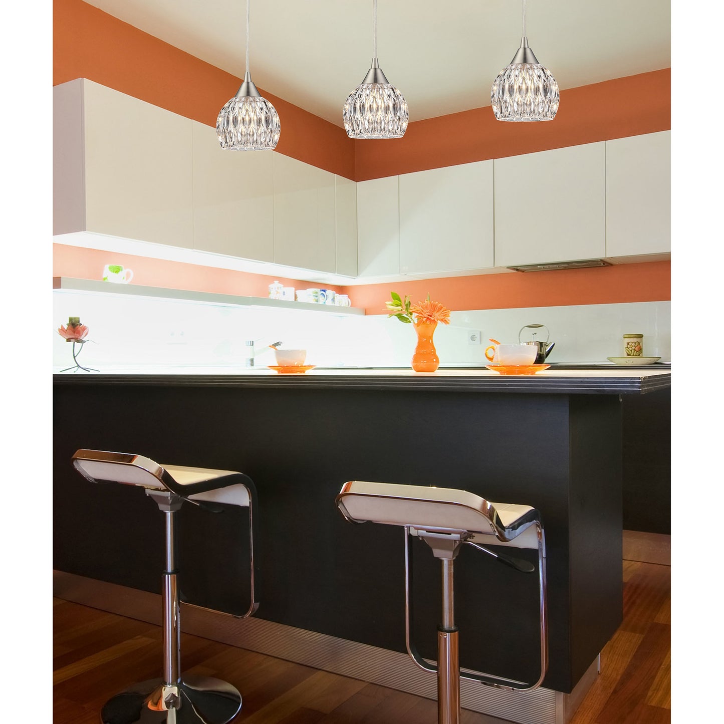 Kersey 36'' Wide 3-Light Slim Linear Pendant - Satin Nickel