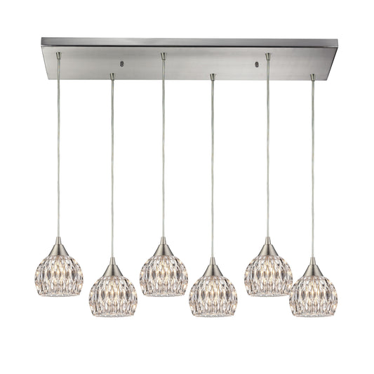 Kersey 30'' Wide 6-Light Rectangular Pendant - Satin Nickel
