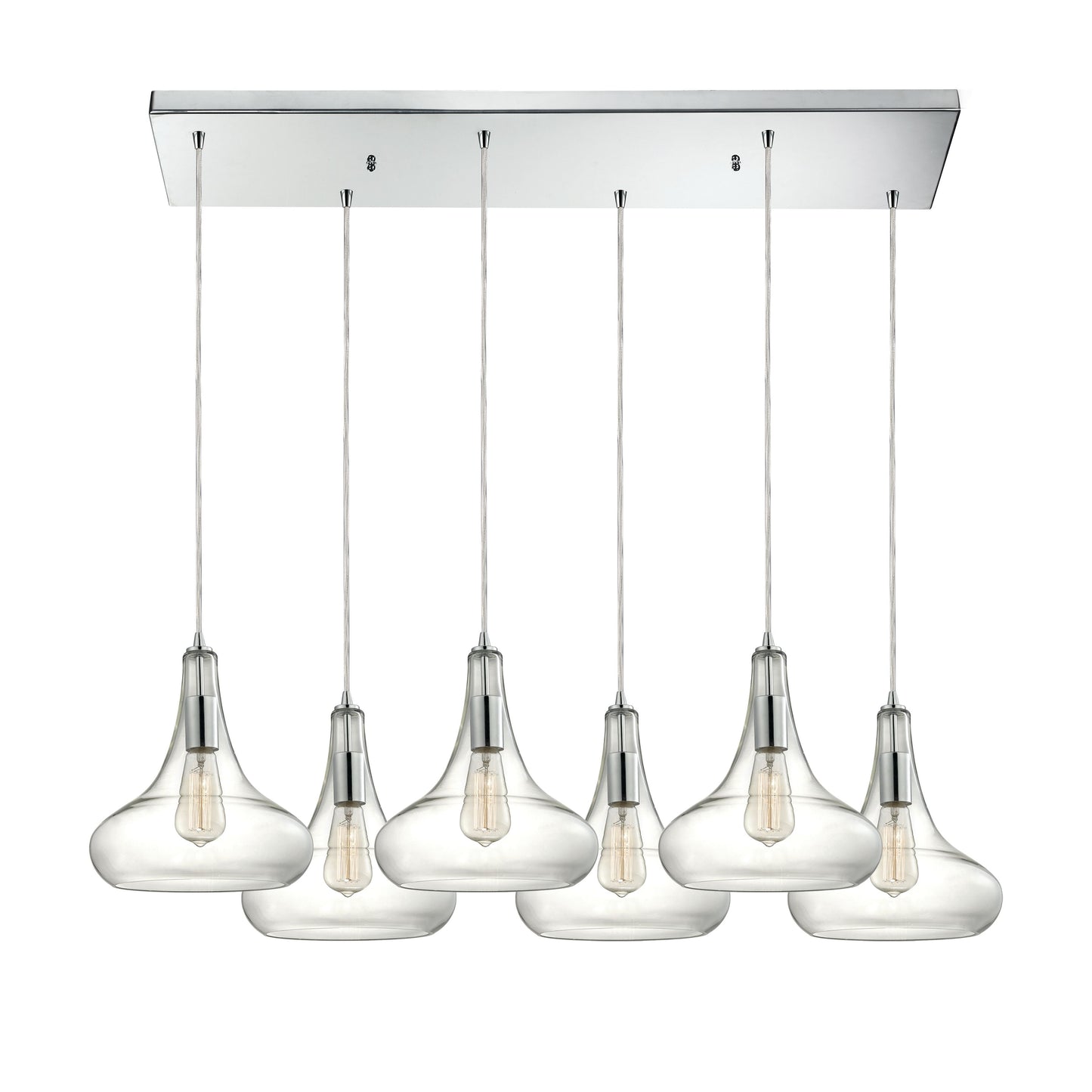 Orbital 30'' Wide 6-Light Rectangular Pendant - Polished Chrome
