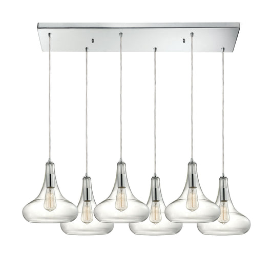 Orbital 30'' Wide 6-Light Rectangular Pendant - Polished Chrome