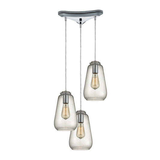 Orbital 10'' Wide 3-Light Pendant - Polished Chrome with Clear Glass