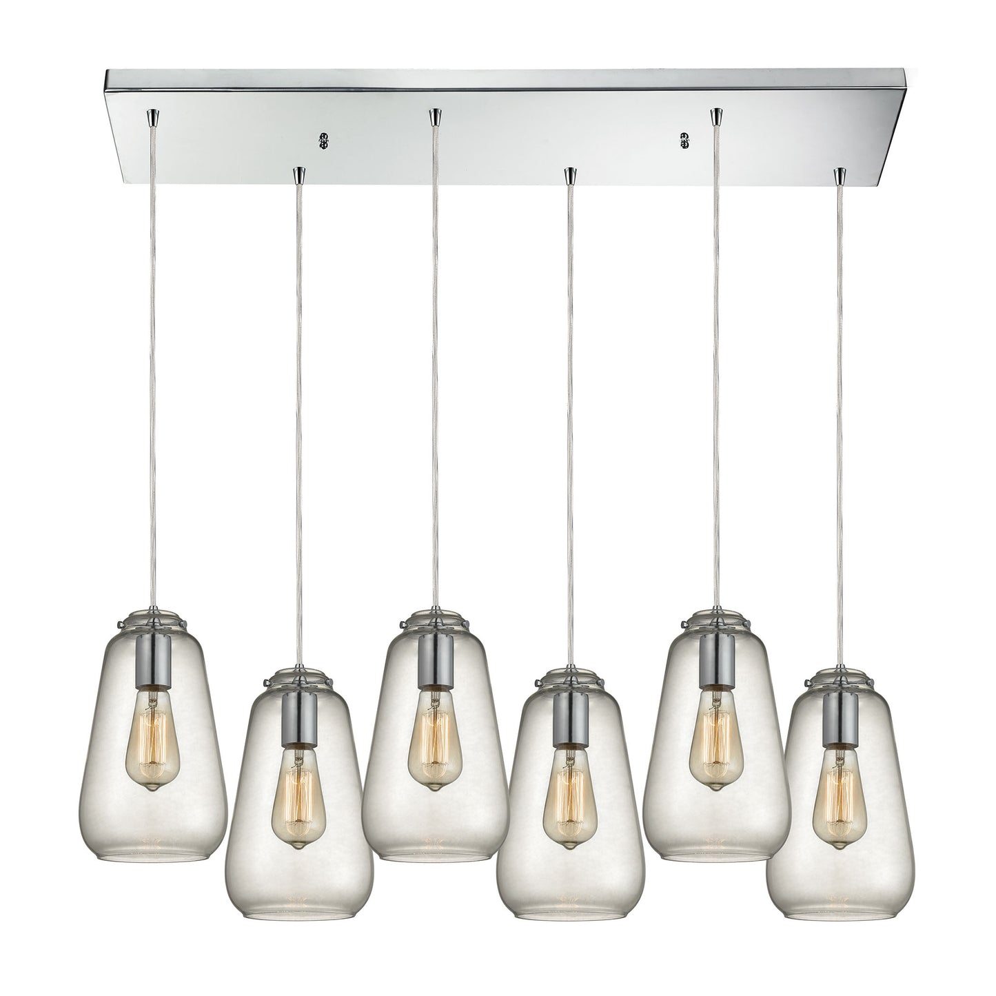 Orbital 30'' Wide 6-Light Pendant - Polished Chrome with Clear Glass
