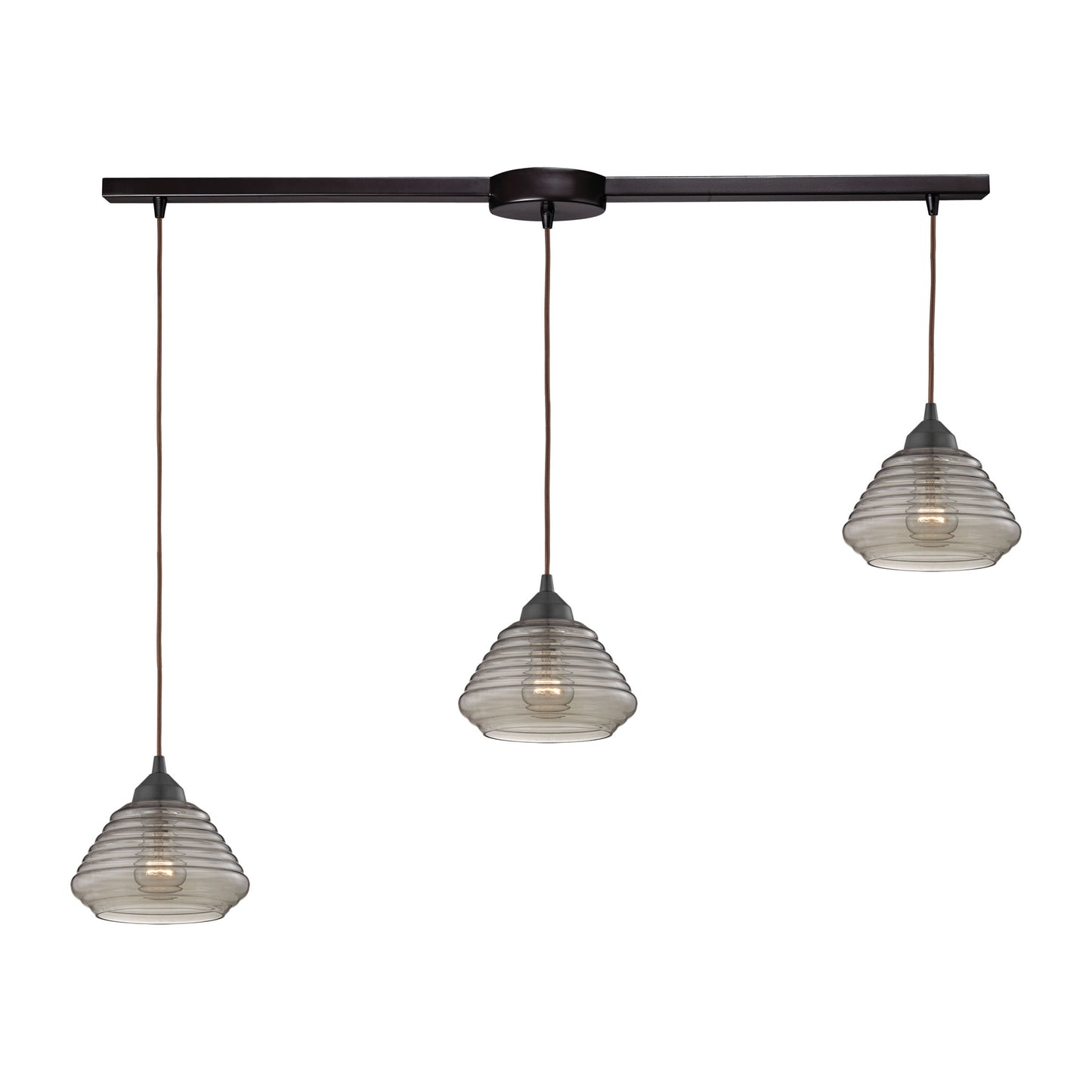 Orbital 36'' Wide 3-Light Pendant - Oil Rubbed Bronze with Smoke Glass