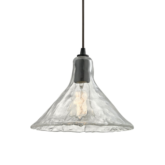 Hand Formed Glass 10'' Wide 1-Light Mini Pendant - Oil Rubbed Bronze