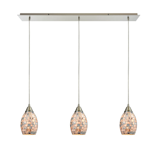 Capri 36'' Wide 3-Light Linear Pendant - Satin Nickel