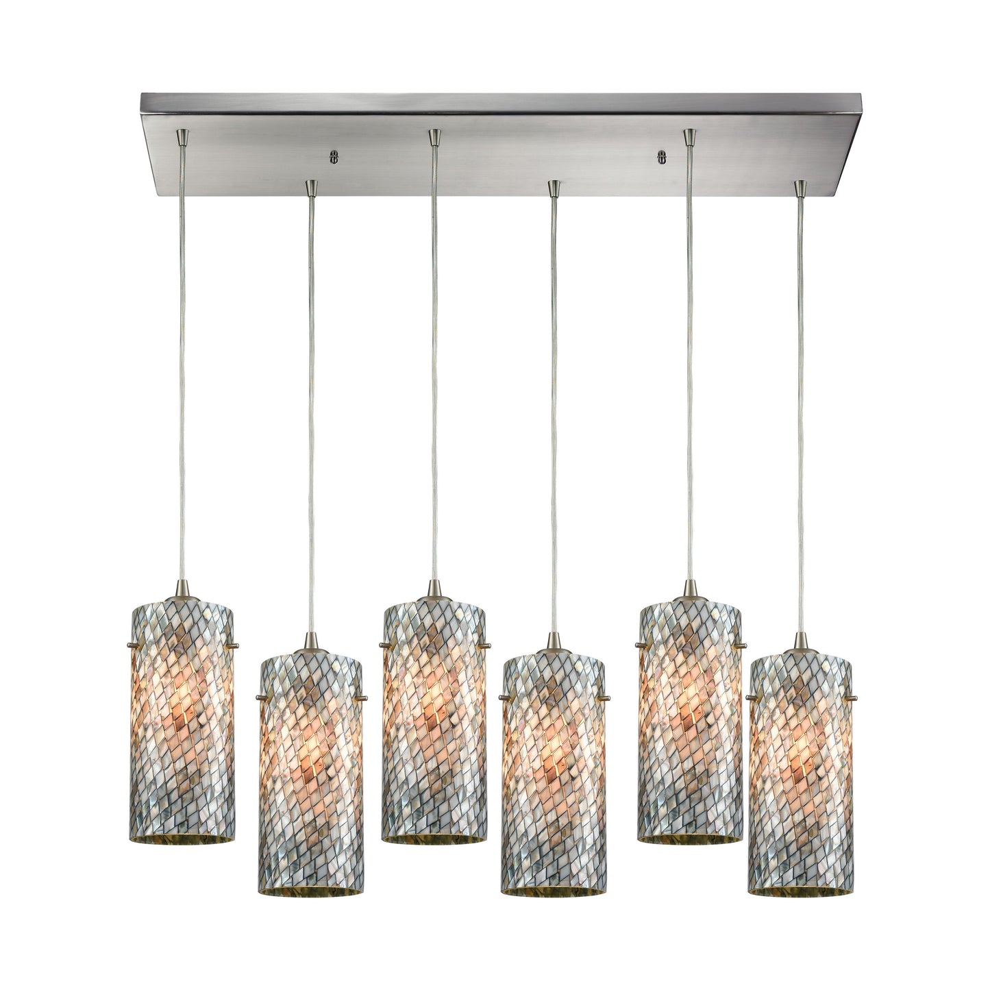 Capri 32'' Wide 6-Light Rectangular Pendant - Satin Nickel