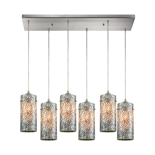 Capri 32'' Wide 6-Light Rectangular Pendant - Satin Nickel