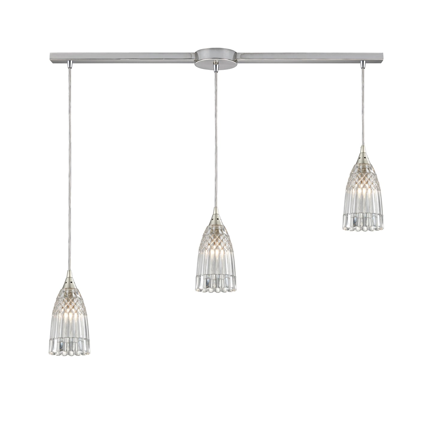 Kersey 36'' Wide 3-Light Slim Linear Pendant - Satin Nickel