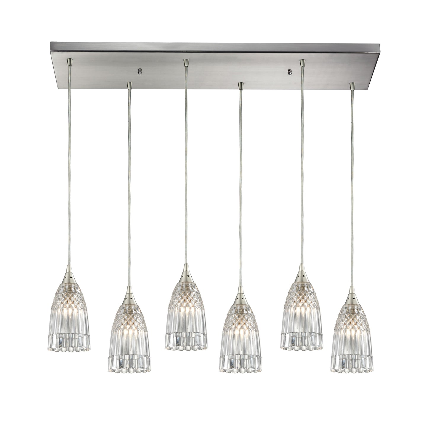 Kersey 30'' Wide 6-Light Rectangular Pendant - Satin Nickel