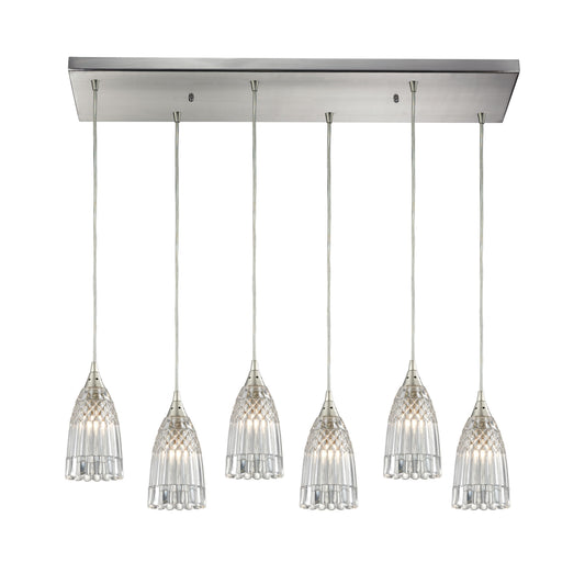 Kersey 30'' Wide 6-Light Rectangular Pendant - Satin Nickel
