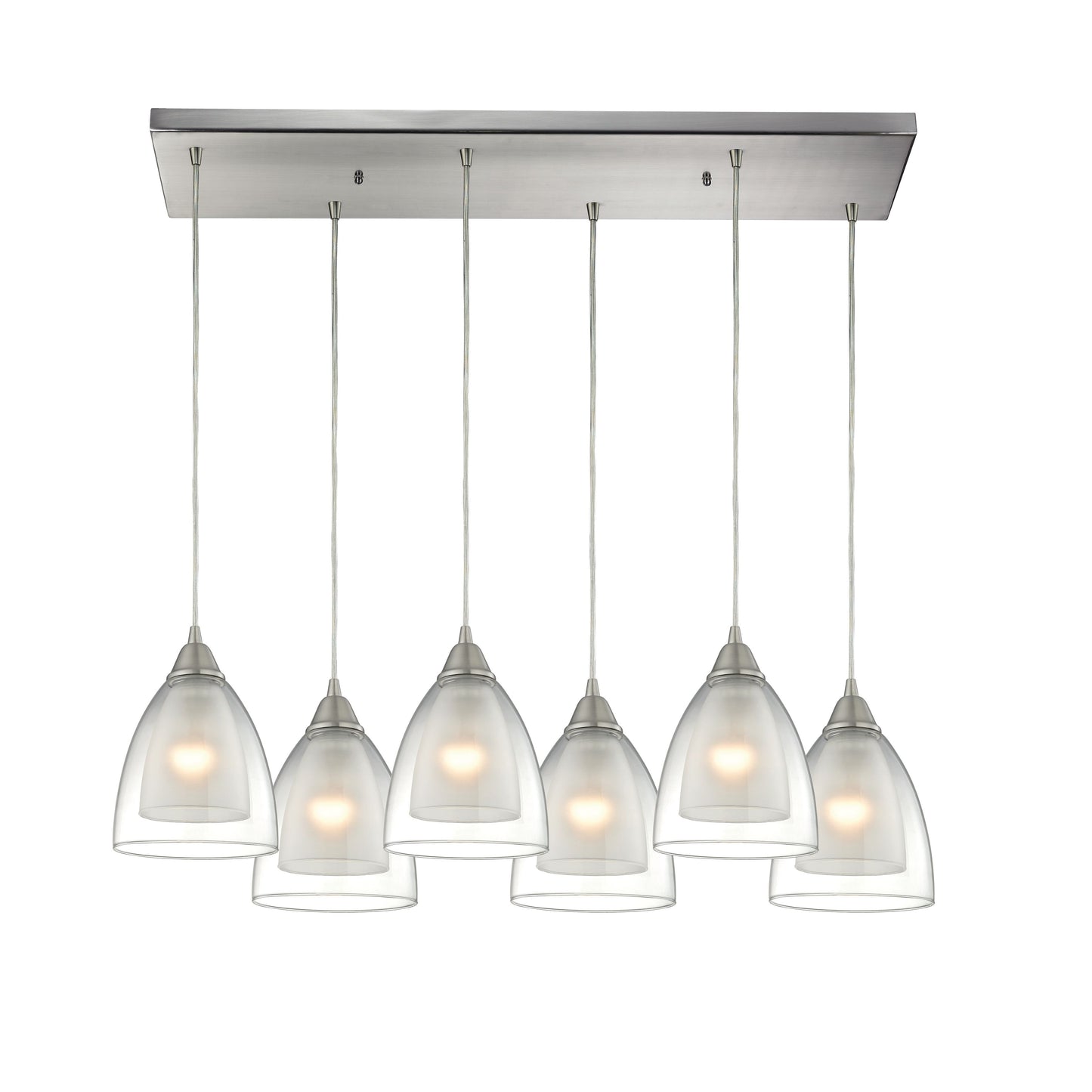 Layers 30'' Wide 6-Light Rectangular Pendant - Satin Nickel