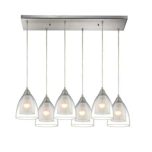 Layers 30'' Wide 6-Light Rectangular Pendant - Satin Nickel