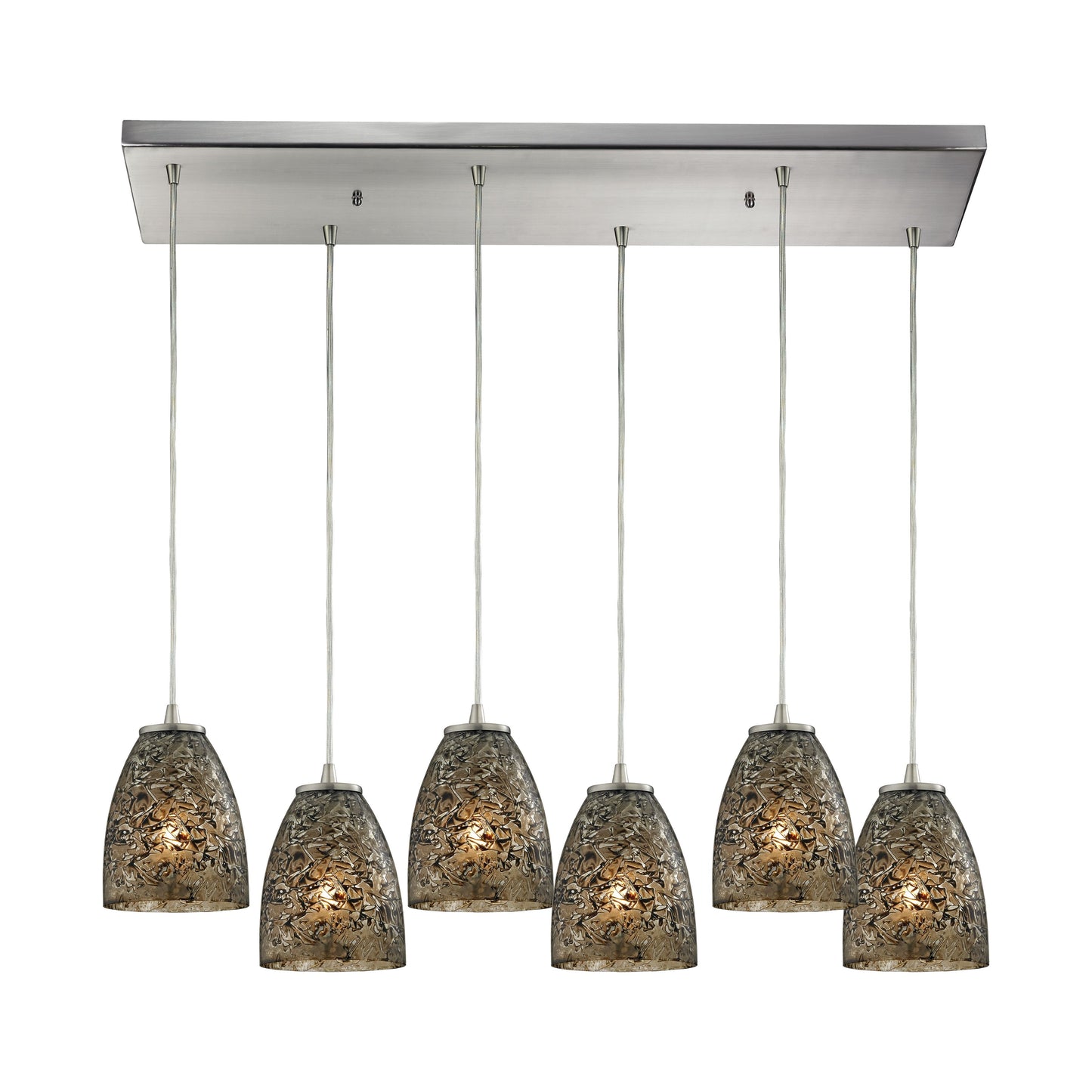 Fissure 30'' Wide 6-Light Rectangular Pendant - Satin Nickel