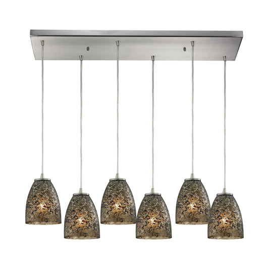 Fissure 30'' Wide 6-Light Rectangular Pendant - Satin Nickel