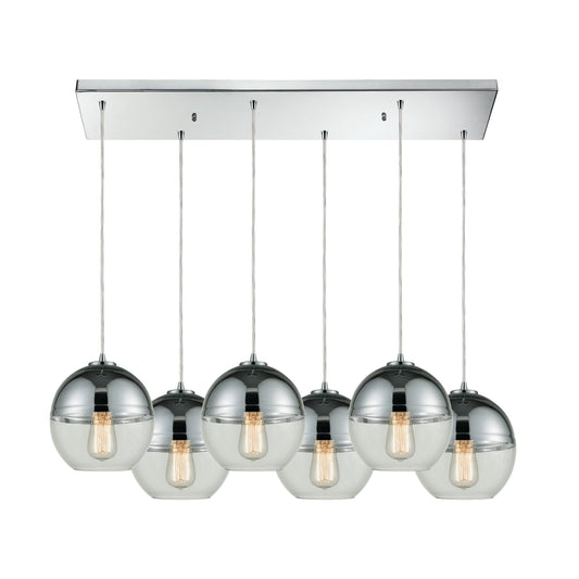 Revelo 32'' Wide 6-Light Rectangular Pendant - Polished Chrome