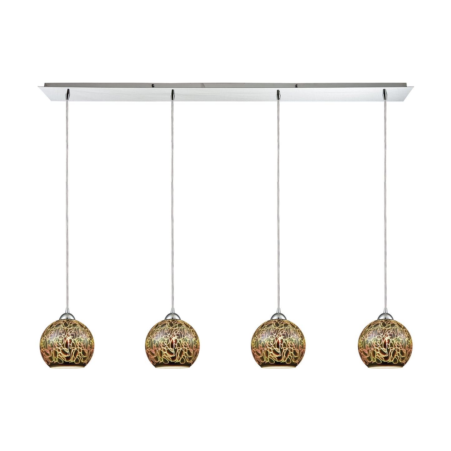 Illusions 46'' Wide 4-Light Pendant - Polished Chrome with 3-D Graffiti Glass