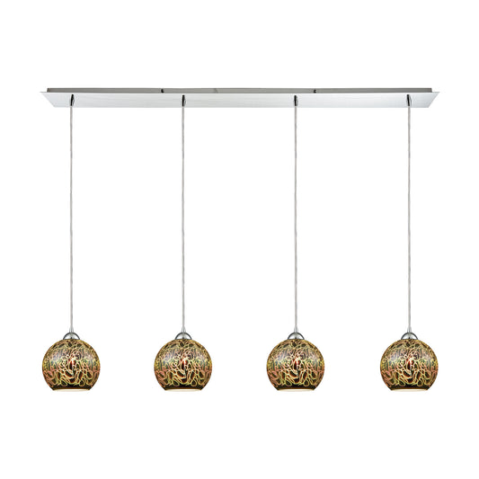 Illusions 46'' Wide 4-Light Pendant - Polished Chrome with 3-D Graffiti Glass