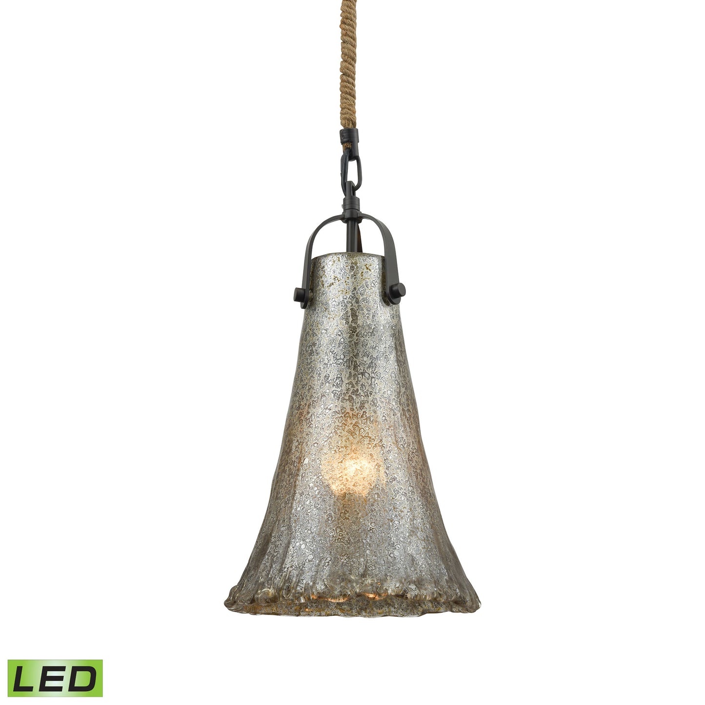 Hand Formed Glass 8'' Wide 1-Light Mini Pendant - Oil Rubbed Bronze - Includes LED Bulb