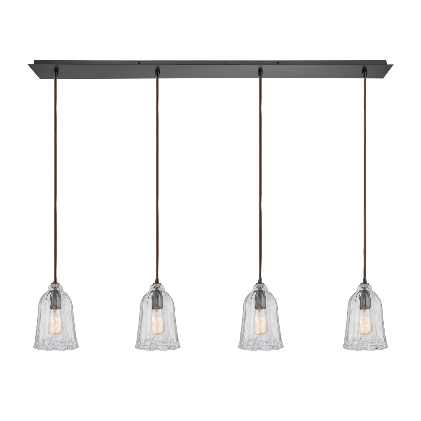 Hand Formed Glass 46'' Wide 4-Light Linear Pendant - Oil Rubbed Bronze