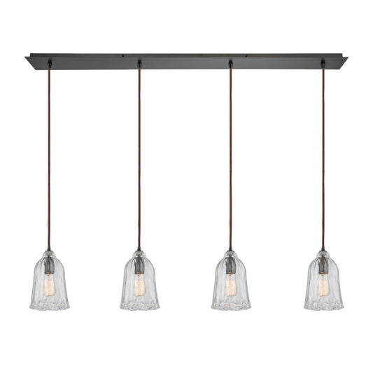 Hand Formed Glass 46'' Wide 4-Light Linear Pendant - Oil Rubbed Bronze