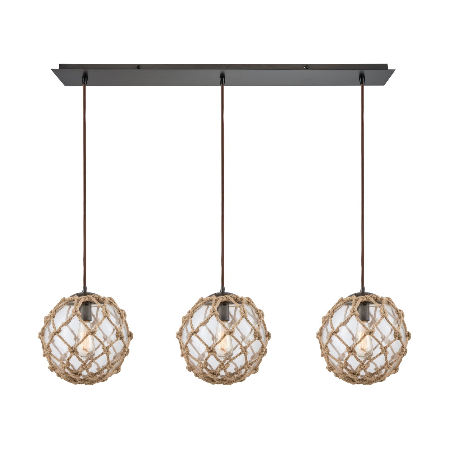 Coastal Inlet 36'' Wide 3-Light Linear Pendant - Oil Rubbed Bronze