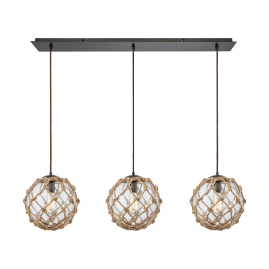 Coastal Inlet 36'' Wide 3-Light Linear Pendant - Oil Rubbed Bronze