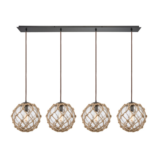 Coastal Inlet 46'' Wide 4-Light Linear Pendant - Oil Rubbed Bronze