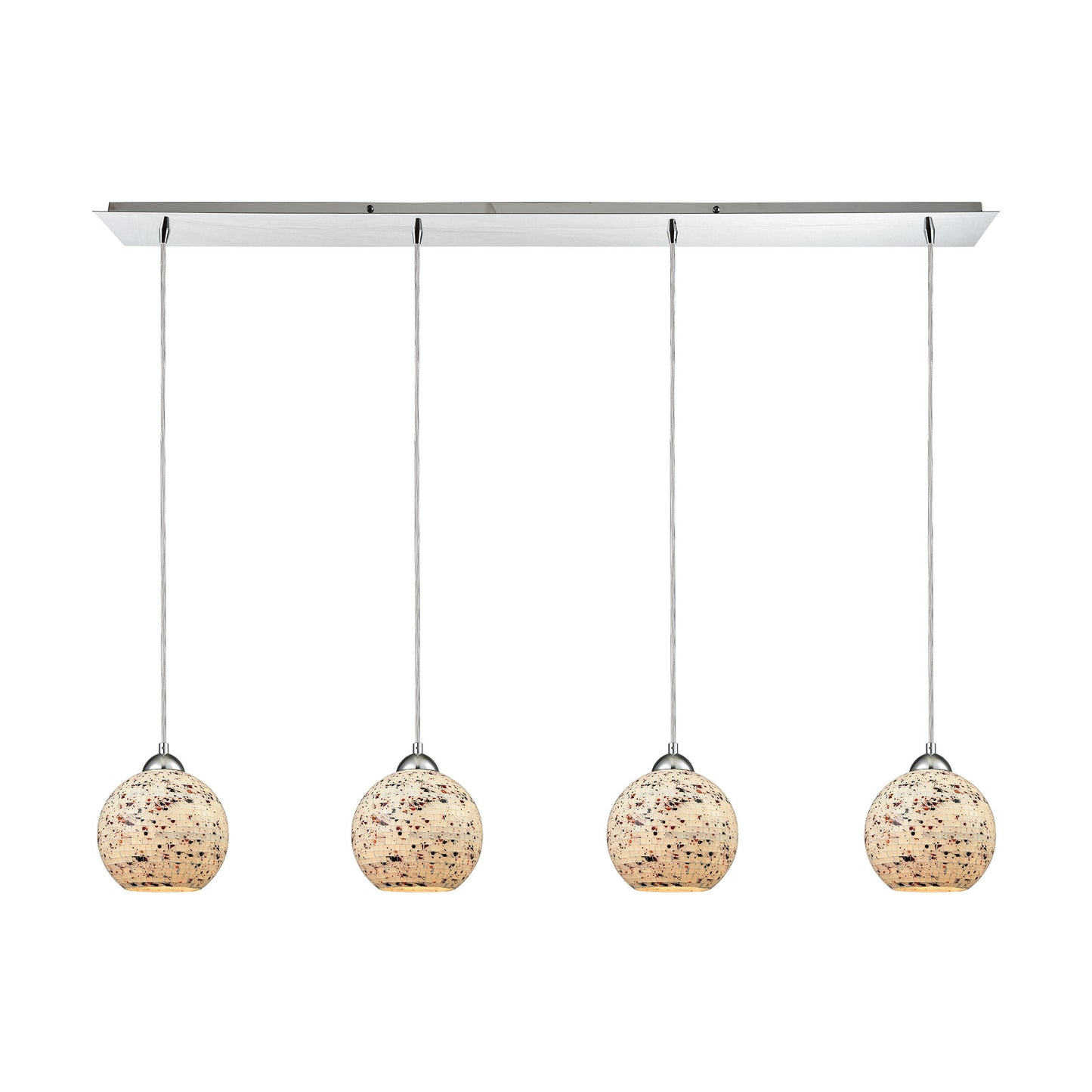Spatter 46'' Wide 4-Light Linear Pendant - Polished Chrome with Spatter Mosaic Glass