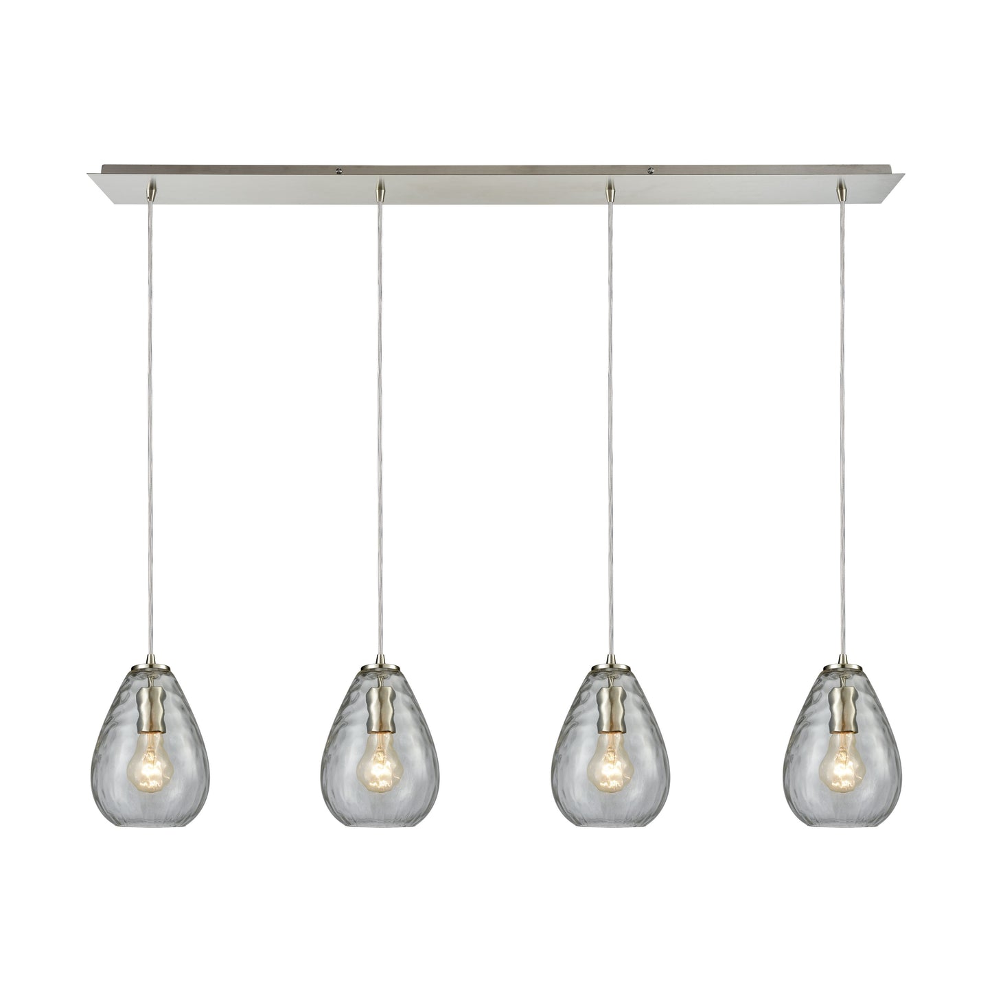Lagoon 46'' Wide 4-Light Linear Pendant - Satin Nickel with Clear