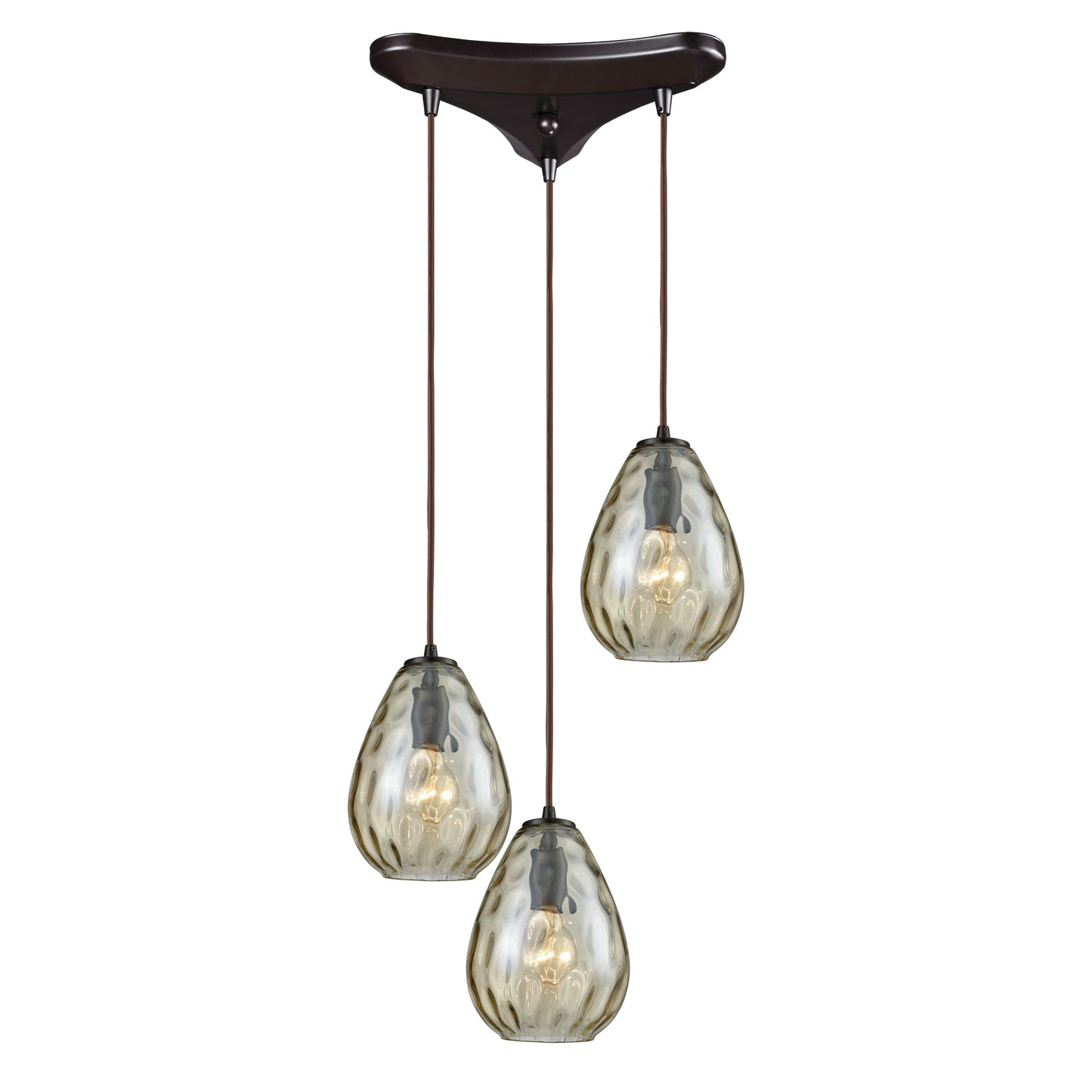 Lagoon 10'' Wide 3-Light Pendant - Oil Rubbed Bronze with Champagne