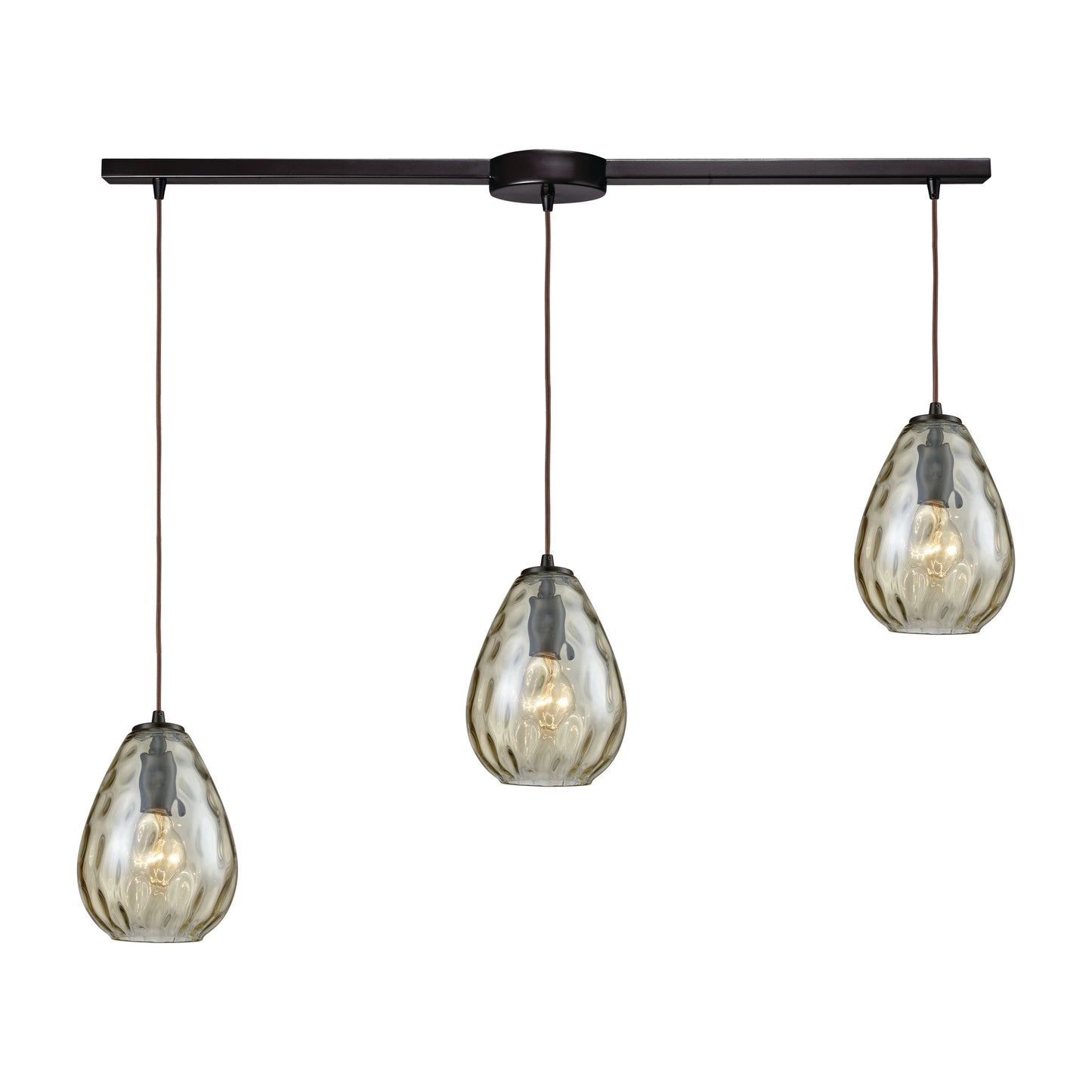 Lagoon 36'' Wide 3-Light Slim Linear Pendant - Oil Rubbed Bronze with Champagne