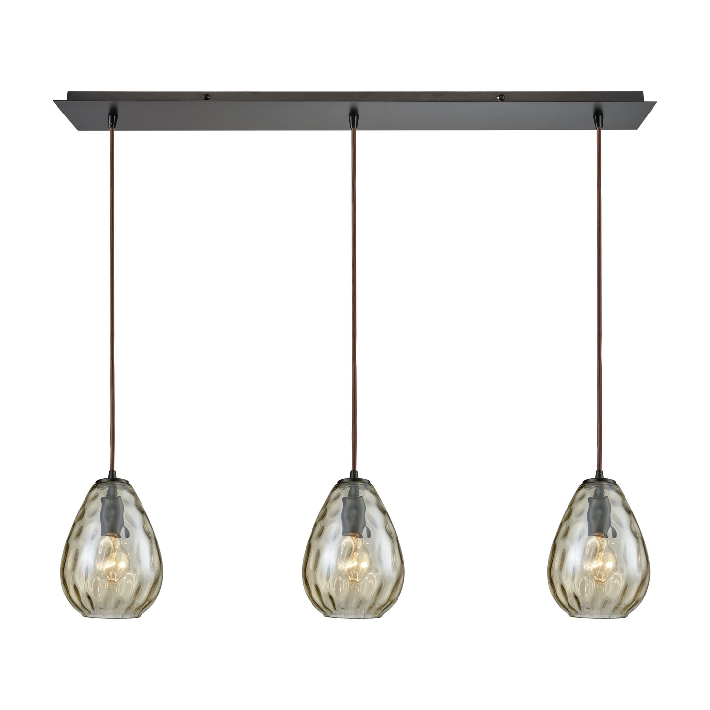 Lagoon 36'' Wide 3-Light Linear Pendant - Oil Rubbed Bronze with Champagne
