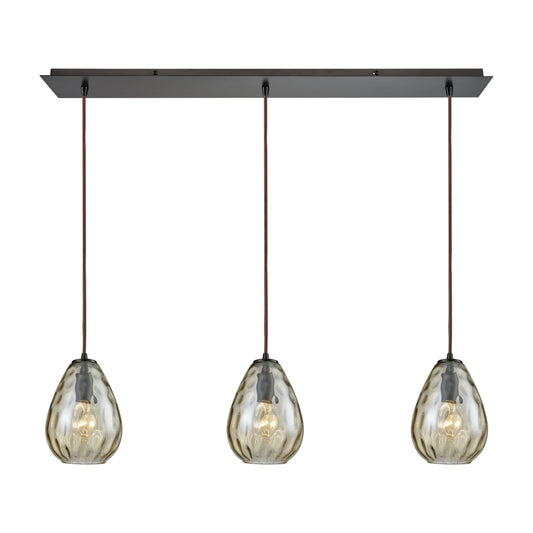 Lagoon 36'' Wide 3-Light Linear Pendant - Oil Rubbed Bronze with Champagne