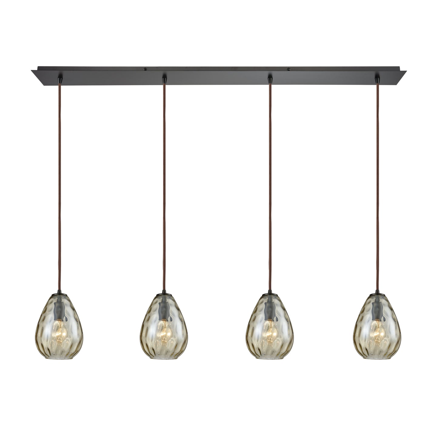 Lagoon 46'' Wide 4-Light Linear Pendant - Oil Rubbed Bronze with Champagne