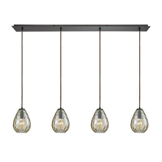 Lagoon 46'' Wide 4-Light Linear Pendant - Oil Rubbed Bronze with Champagne