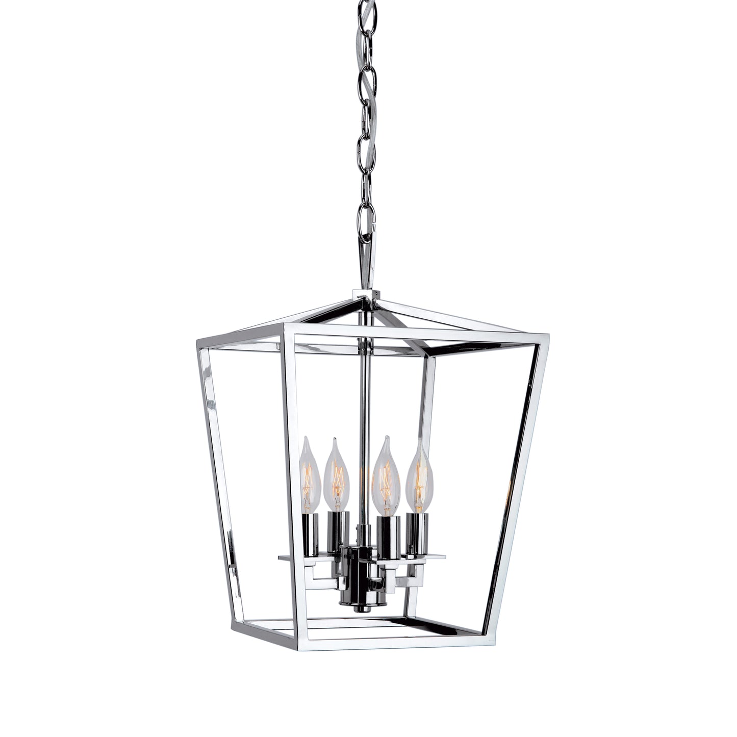 Cage 12'' Wide 4-Light Pendant - Polished Nickel