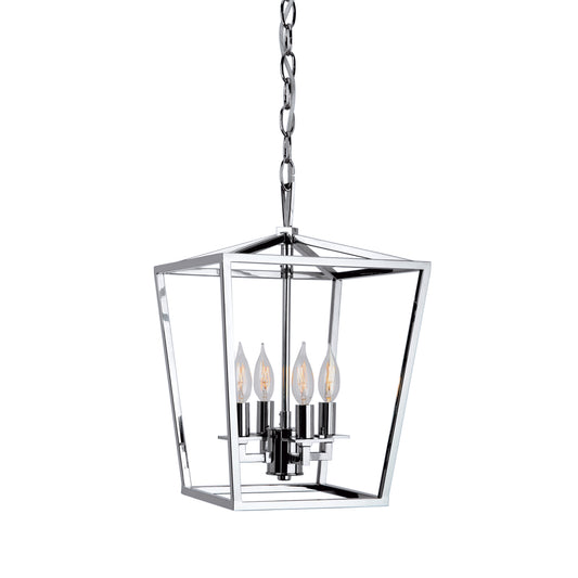 Cage 12'' Wide 4-Light Pendant - Polished Nickel